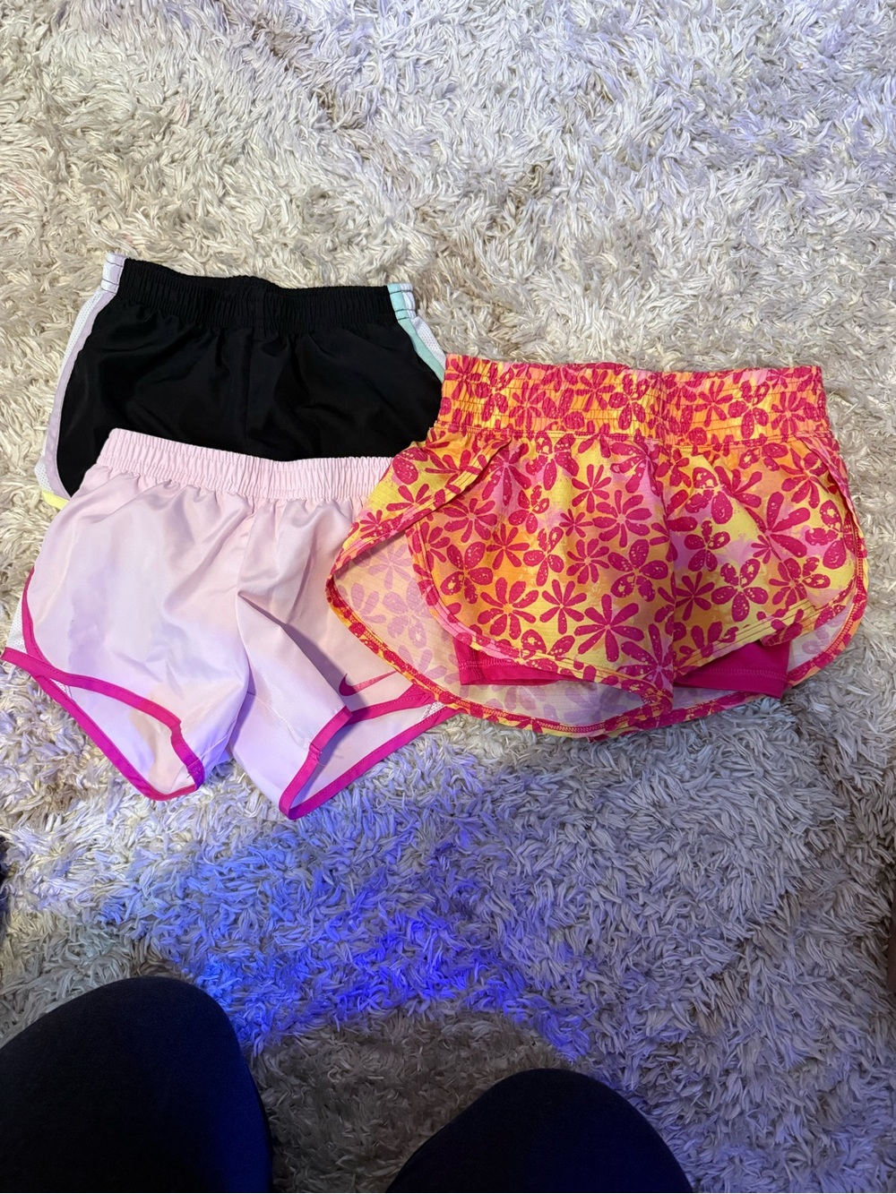 Set of 3 girls  Athletic Shorts - Black, Light Pink & Pink Floral